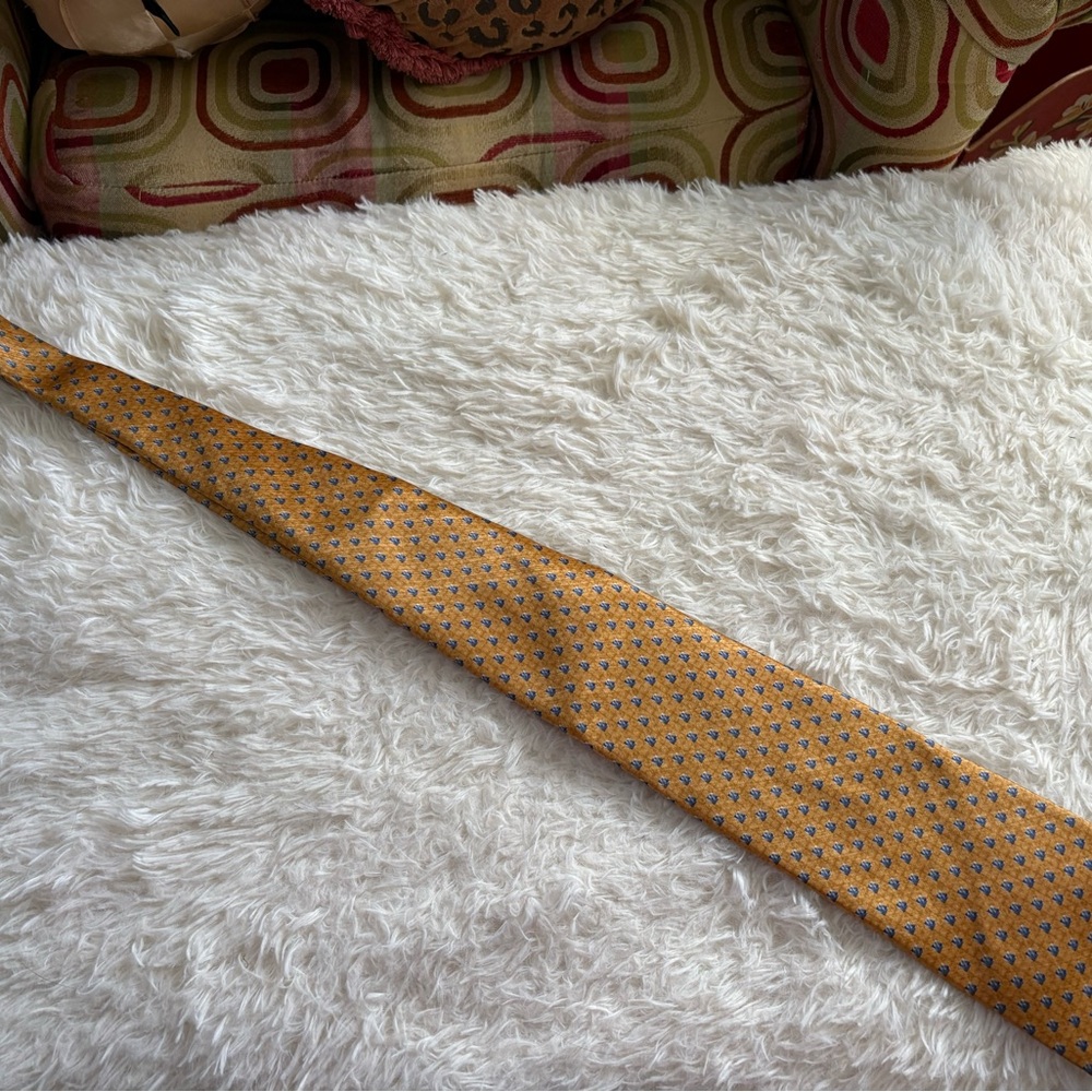 Meeting Street of Charleston SC, Men's Italian Silk Golden Yellow Patterned Tie